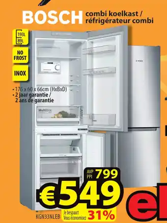 ElectroStock BOSCH réfrigérateur combi 193L aanbieding