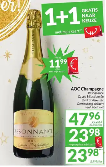 Intermarché AOC Champagne Résonnance 2 x 75cl aanbieding