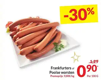 Intermarché Frankfurters of Poolse worsten 100g aanbieding
