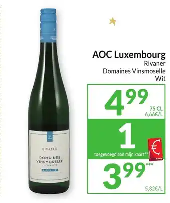 Intermarché AOC Luxembourg Rivaner Domaines Vinsmoselle Wit 75cl aanbieding