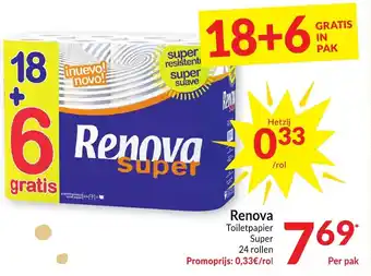 Intermarché Renova Toiletpapier Super 24 rollen aanbieding
