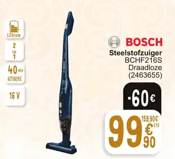 Cora BOSCH Steelstofzuiger BCHF216S Draadloze aanbieding