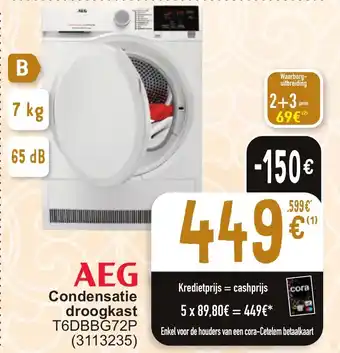 Cora AEG Condensatie droogkast T6DBBG72P aanbieding