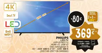 Cora LED-TV 43PUS7607/12 HDMI x3, USB x2 aanbieding