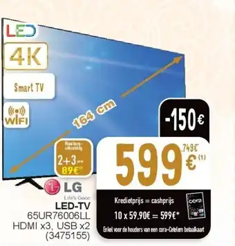 Cora LED-TV 65UR76006LL HDMI x3, USB x2 aanbieding