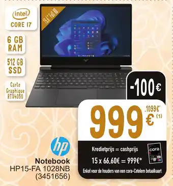 Cora Notebook HP 15-FA 1028NB aanbieding