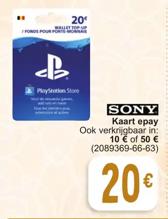 Cora SONY Kaart epay aanbieding