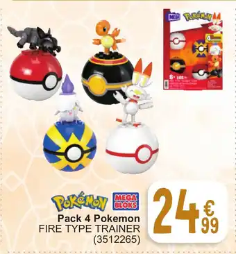Cora Pack 4 Pokemon FIRE TYPE TRAINER aanbieding