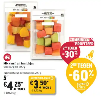 Delhaize Mix van fruit in stukjes 180g aanbieding