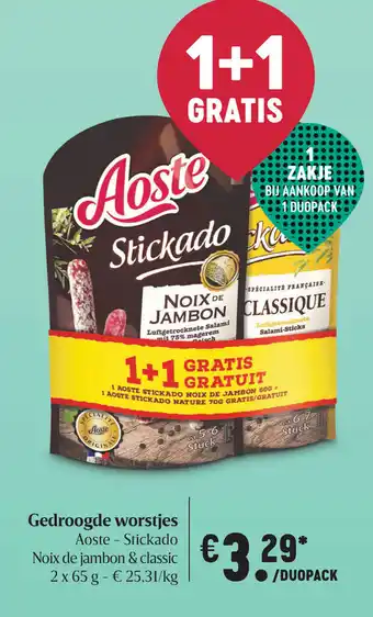 Delhaize Gedroogde worstjes 1+1 gratis aanbieding