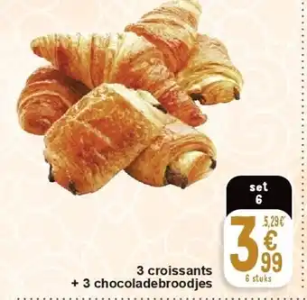 Cora 3 croissants + 3 chocoladebroodjes aanbieding