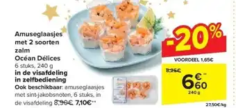 Carrefour Amuseglaasjes met 2 soorten zalm océan délices aanbieding