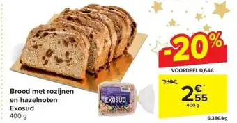 Brood met rozijnen en hazelnoten exosud