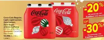 Carrefour Coca-cola regular, light, light lemon, zero lemon, zero sugar of zero ca eine aanbieding