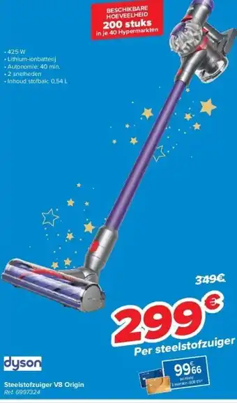 Carrefour Steelstofzuiger v8 origin aanbieding