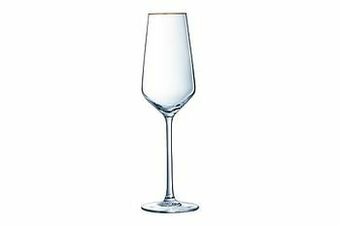 Makro Cristal d’Arques Champagneglas Ultime 21 cl transparant met gouden rand 4 stuks aanbieding