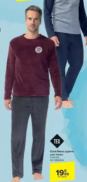 Carrefour Coral fl eece pyjama voor heren aanbieding