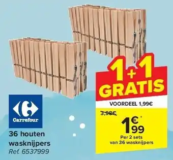 Carrefour 36 houten wasknijpers aanbieding