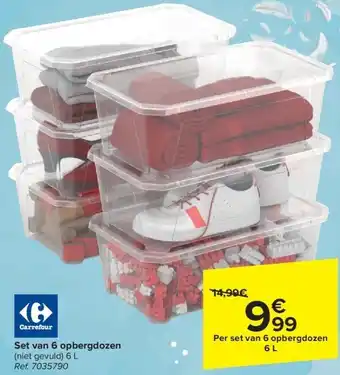Carrefour Set van 6 opbergdozen aanbieding