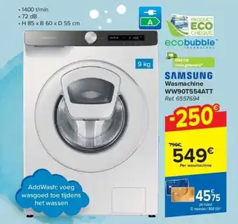 Carrefour Wasmachine ww90t554att aanbieding