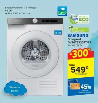 Carrefour Droogkast dv80t5220tt/s2 aanbieding