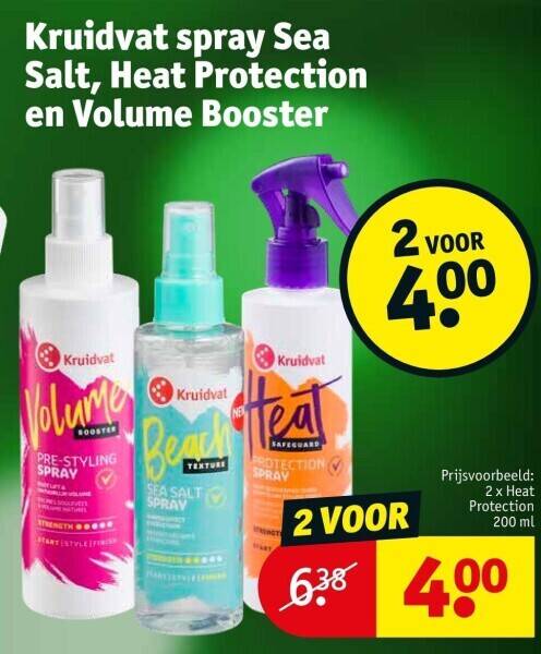 Kruidvat spray sea salt, heat protection en volume booster promotie bij ...