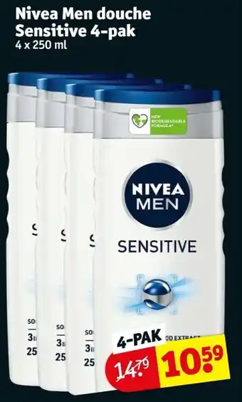 Kruidvat Nivea men douche sensitive 4-pak aanbieding
