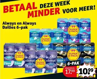 Kruidvat Always en always dailies 6-pak aanbieding