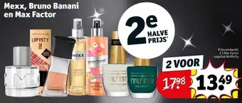 Kruidvat Mexx, bruno banani en max factor aanbieding
