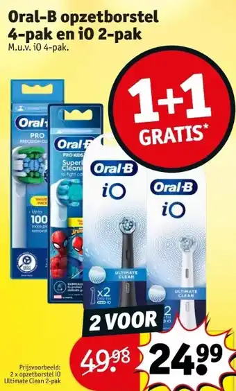 Kruidvat Oral-b opzetborstel 4-pak en io 2-pak aanbieding