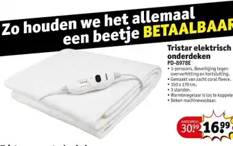 Kruidvat Tristar elektrisch onderdeken aanbieding