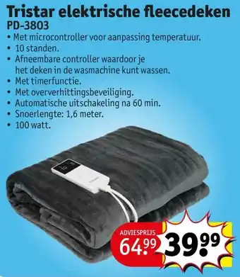 Kruidvat Tristar elektrische fleecedeken aanbieding