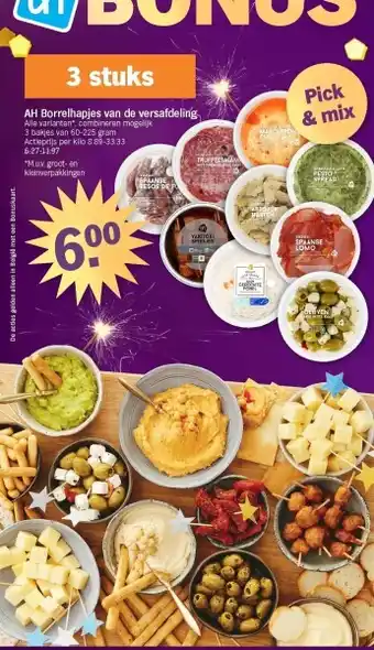 Albert Heijn Ah borrelhapjes van de versafdeling aanbieding