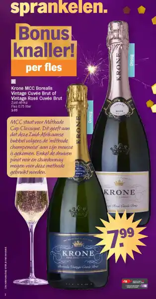 Albert Heijn Krone mcc borealis vintage cuvée brut of vintage rosé cuvée brut aanbieding