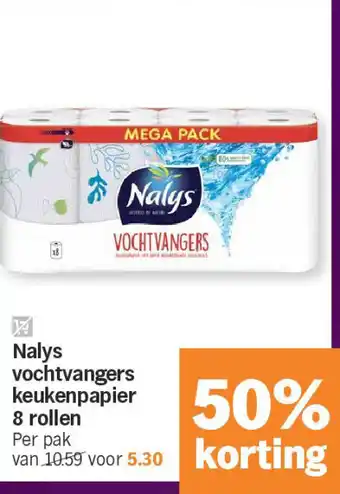 Albert Heijn Nalys vochtvangers keukenpapier 8 rollen aanbieding