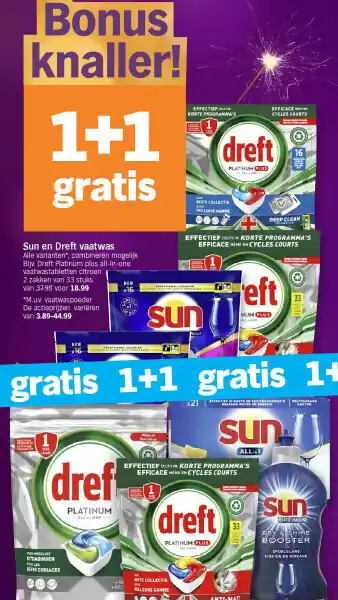 Albert Heijn Sun en dreft vaatwas aanbieding