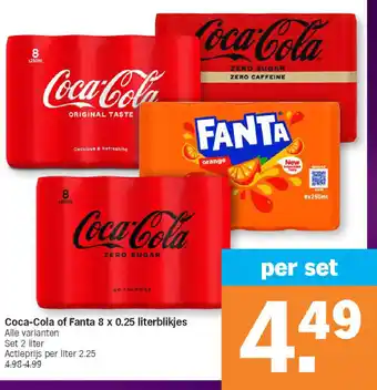 Albert Heijn Coca-cola of fanta 8 x 0.25 literblikjes aanbieding