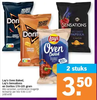 Albert Heijn Lay's oven baked, lay's sensations en doritos 170-185 gram aanbieding