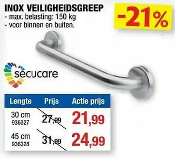 Hubo Inox veiligheidsgreep aanbieding