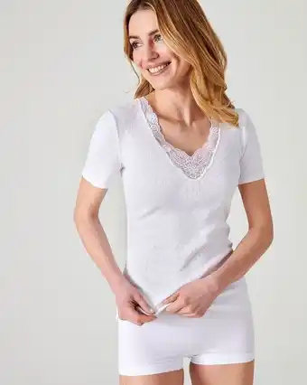 Damart T-shirt manches courtes finition guipure thermolactyl aanbieding
