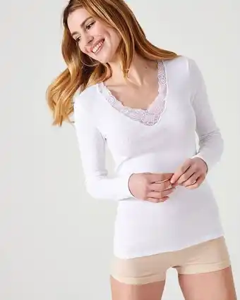 Damart T-shirt manches longues finition guipure thermolactyl aanbieding
