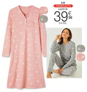 Damart MAILLE MOELLEUSE THERMOLACTYL INTÉRIE GRATTÉ IMPRIMÉ OISEAU aanbieding