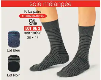 Damart LOT DE 2 PAIRES DE CHAUSSETTES THERMOLACTYL ET SOIE aanbieding
