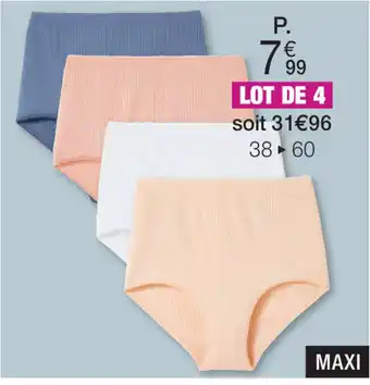 Damart LOT DE 4 CULOTTES MAXI, MAILLE CÔTELÉE aanbieding