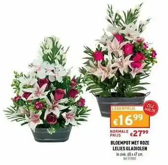 Trafic Bloempot met roze lelies gladiolen aanbieding