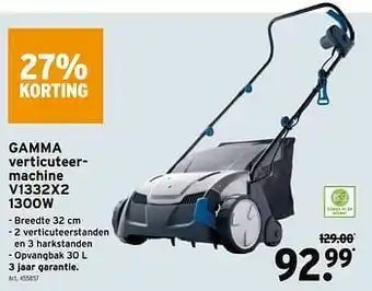 GAMMA Gamma verticuteermachine v1332x2 1300w aanbieding