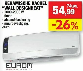 Hubo Eurom keramische kachel wall designheat aanbieding