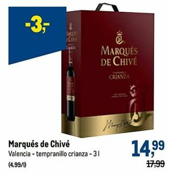 Marqués de chivé valencia - tempranillo crianza