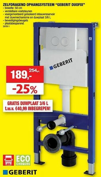 Hubo Zelfdragend ophangsysteem geberit duofix aanbieding