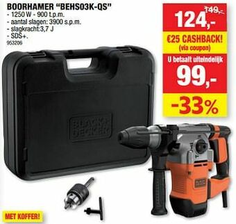 Hubo Black + decker boorhamer behs03k-qs aanbieding